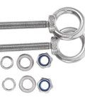 Beefy Heavy Duty Stainless Steel Eye Bolt With Shoulder For Lifting And Wall Mount M10x60 Size Closed Hook Eye Screw For Chains Ropes And Cable Ties Multipurpose Lifting Hardware, with washers and nuts