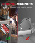 ARCCAPTAIN welding magnets 4 piece set (25 lb & 55 lb), metal magnetic welding holder in use on a steel frame