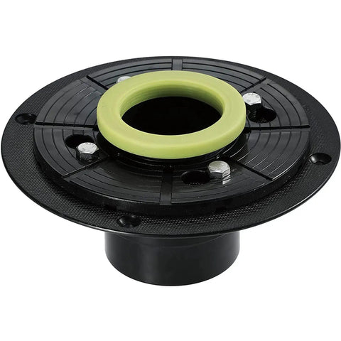 Hella Durable 6 Inch Square Shower Floor Drain, 304 Stainless Steel Hair Catcher With Removable Grate, Brushed Black Bathroom Drain Cover showing circular base with green rubber ring.