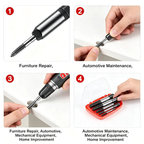Top Rated 6-Piece Screw Extractor Set Made From Heavy Duty Carbon Steel, 6-piece set in red case for stripped bolts