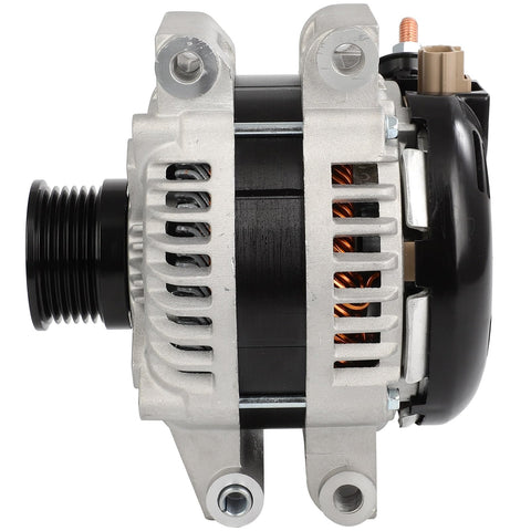 Side view of Alternator For Jeep Grand Cherokee 3.0L 2014 2018 High Output 220Amp 12V with six grooved pulley, CW rotation