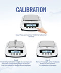Beefy 2000g Capacity Lab Scale With 0.01g Readout For Jewelry And Science Labs Digital Analytical Balance showing calibration steps