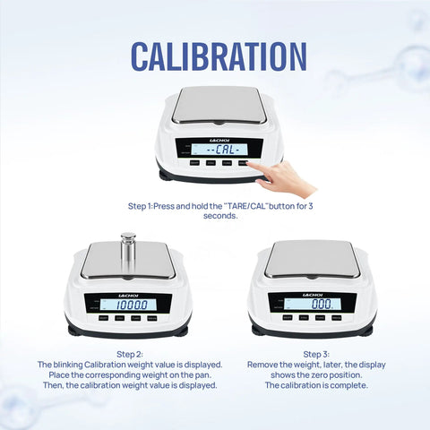 Beefy 2000g Capacity Lab Scale With 0.01g Readout For Jewelry And Science Labs Digital Analytical Balance showing calibration steps