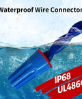 Waterproof Landscape Wire Connectors Kit, 45 Pieces, UL Listed, weatherproof silicone sealed electrical splice nuts underwater.