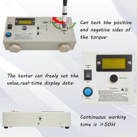 Intelligent Torque Tester Cap Meter With Digital Display And Peak Hold Three Unit Conversions In Lbf.In Kgf.Cm N.M Range 0.5-90.0 Lbf.In 0.5-100.0 Kgf.Cm 0.05-10.0 N.M Accuracy 0.5 Percent Full Scale Multifunction Torque Testing Tool, front view