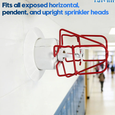 Commercial Grade Fire Sprinkler Head Protection Cages Three Quarter Inch Double Hook Steel Guard on wall protecting sprinkler head.
