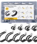 120 Pack Cable Clamp Set With Rubber Cushioned Stainless Steel Conduit Clamps In Six Sizes for Easy Pipe and Wire Routing