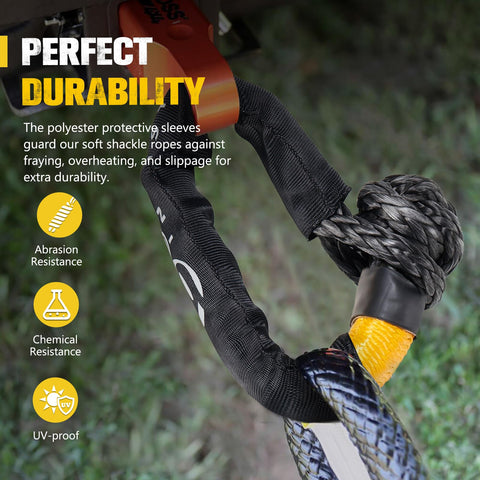 Heavy Duty Synthetic Soft Shackle Rope Half Inch By Twenty Three Inch With 49,000 Pounds Breaking Strength on green grass
