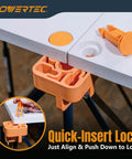 Close-up of Arachni-Flex 24 By 48 Inch Waterproof PVC Foldable Workbench Tabletop with Quick-Insert Lock mechanism.