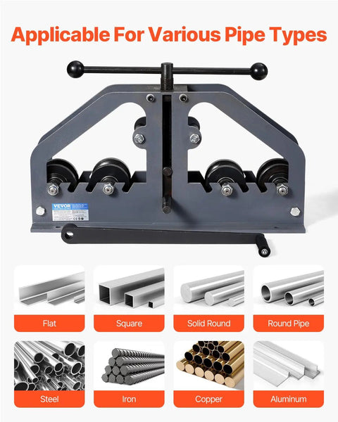 Tube Roller Bender Kit Workhorse With 6 Dies For Up To 1 And A Half Inch Tubing And Flat Bar Manual Copper Aluminum Pipe Bender