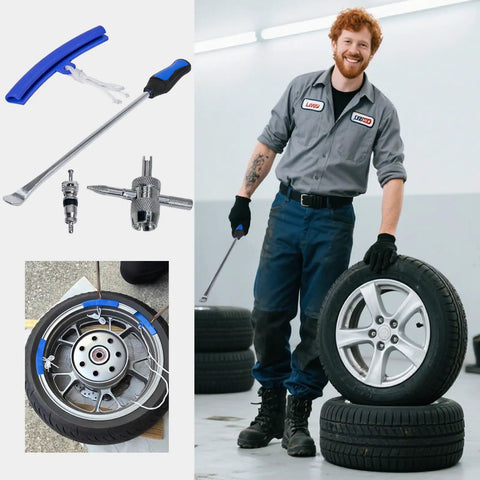 14.5 Inch Steel Tire Spoons Tire Changing Kit for Motorcycle, Dirt Bike, Lawn Tractor, Bicycle with tools and rim protection