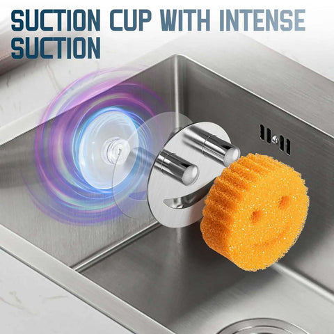 Smiley Face Stainless Steel Dish Sponge Holder With Suction Cup Silver Sink Caddy Organizer for Kitchen Utility