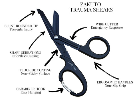Two Pack 8 Inch Trauma Shears With Carabiner Clip For EMS Crews, Nurses, And First Responders, Heavy Duty EMT Medical Scissors For Ambulance Or Hospital Use, Durable Medical Shears You Can Carry On The Go, black