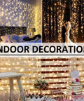 Outdoor Curtain Lights 20ft x 10ft With 600 LEDs Plug In Hanging String Lights For Bedroom Or Outdoor Wedding Backdrop Warm White