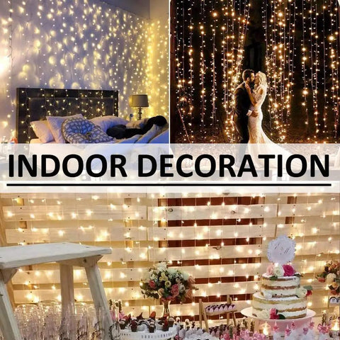 Outdoor Curtain Lights 20ft x 10ft With 600 LEDs Plug In Hanging String Lights For Bedroom Or Outdoor Wedding Backdrop Warm White