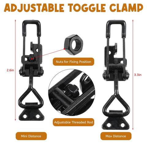 Beefed Up Heavy Duty Toggle Clamp Latch Set 4 Pack 4003 Style 1320 Lb Holding Capacity with adjustable rod detail