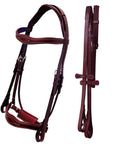 Dressage Bridle With Web Reins Broad Anatomical Crownpiece Crank Noseband And Designer Wave Browband Reins for horses