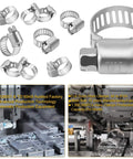 WINL stainless steel hose clamps, 22-pack worm-gear drive, sizes 5/16–7/8 in (8–22 mm) for automotive use.