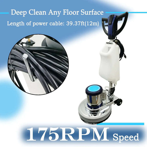 Beast 18 Inch Floor Scrubber And Polisher Pro Grade Multi Surface Cleaner for wood, tile, epoxy, and carpet with handle and brush
