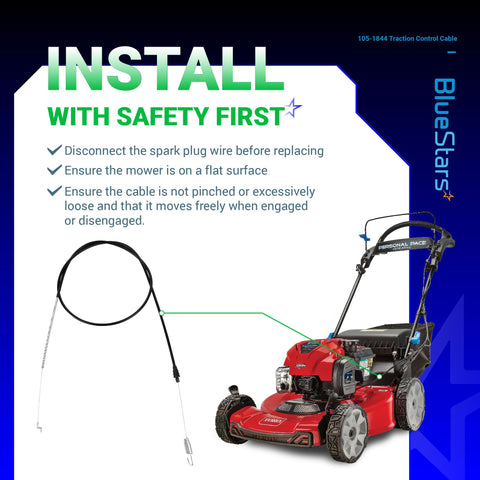 Traction Control Cable For Toro 22 Inch Recycler Lawn Mower With Personal Pace Self Propelled Rear Drive Beefy 47 Inch Cable And 35.5 Inch Conduit Replaces 1051844 Fits 2002 2009 Models Stens 290-927 Rotar Compatible install guide with mower and cable