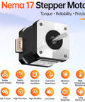 5 Pack Nema 17 Stepper Motors 2 Phase 1.8 Degree Beefed-Up High Torque Bipolar for 3D Printer CNC DIY Robots with features listed.