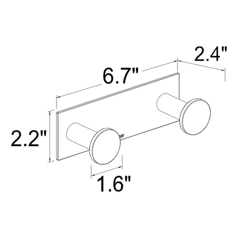 Diagram with dimensions for Triple Robe And Towel Hook Surface Mount In Polished Chrome For A Space Saver Bathroom Organizer