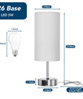 Touch Control Desk Lamp With 3 Way Dimming, 12.8 Inch Bedside Nightstand Light, 2 USB Ports, Modern Table Lamp For Bedroom And Living Room, Includes 6500K Daylight LED Bulb, dimensions shown.