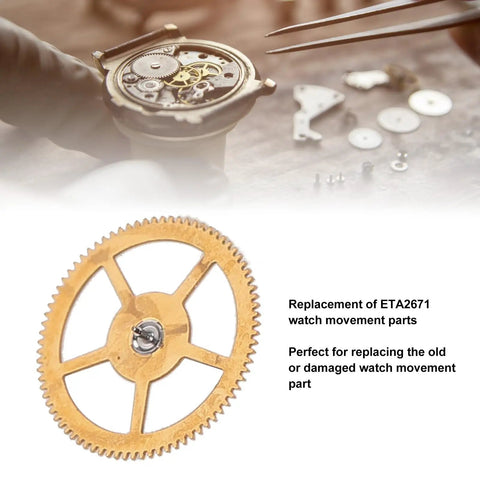 Three Wheel Watch Movement For ETA2671 Alloy Replacement Part displayed with watch repair tools