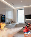 This 2.5 Lb Abc Fire Extinguisher Is A Total Game Changer For Home Garage And Car Safety extinguishing flames in a kitchen.