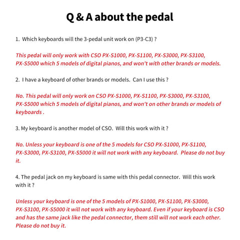 Q&A about the Three Pedal Unit For Digital Pianos Portable With Soft Sostenuto And Sustain Pedals Compatible With Casio PX S1000 S1100