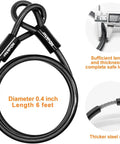 Heavy Duty U Lock With 18mm Hardened Shackle And 6ft Steel Security Cable For E Bikes And Electric Scooters Includes 3 Keys Built For Real World Anti Theft On Motorcycles Moped Dirt Bikes And Tri Bikes, 6ft steel cable