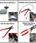 All In One Hose Clamp Pliers Set for Auto Maintenance, 15 Piece Tool Kit for Radiator, Coolant, Heater, Water Hoses, and Fuel Lines