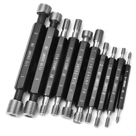 10 Piece Thread Plug Gauge Set For Nut And Bolt Threads Double End Imperial Thread Checker Hand Tool