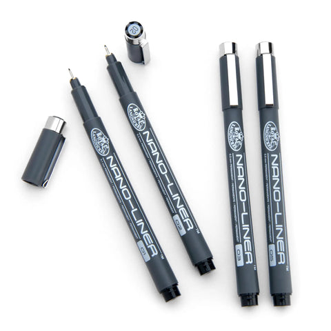 Nano Liner Drawing Pen Set Black 4 Pack Fine Point Nibs 0.1 0.2 0.3 0.5 Mm Pro Grade Ink Flow For Sketching Inking Technical Drawing And Drafting