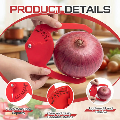 Two Pack Plastic Pocket Calipers Set With 7 Inch Range Red Easy To Read Quarter Inch Scale measuring onion diameter
