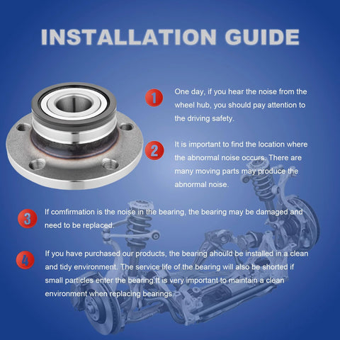 Installation guide for Rear Wheel Bearing And Hub Assembly Fits VW Beetle 12 19 32mm Bearing CC 09 17 FWD