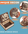 Wooden 3D Puzzle Box For Adults With Steampunk Combination Lock, Book Of Secrets DIY Mechanical Puzzle Kit, Interactive Brain Teaser With 263 Pieces, Medium Difficulty, Buildable Model For Curious Hands On, open wooden storage box