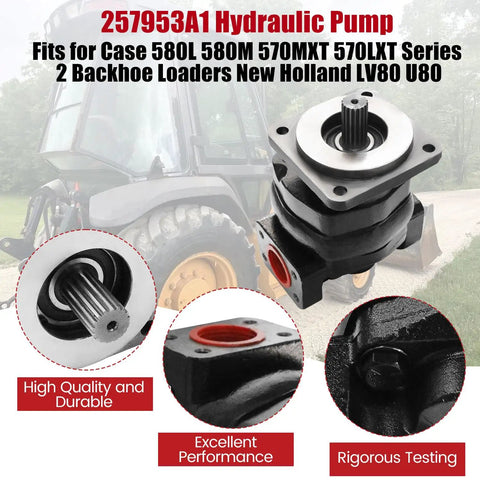 Hella Smooth Hydraulic Pump Quick Swap Fit For Case Backhoe 580L 580M 570MXT 570LXT And New Holland LV80 U80 Replaces 257953A1 47362917 Built Tough For Daily Rig Grind