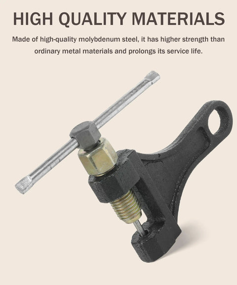 Heavy Duty Beefy Build Chain Breaker Tool with rust resistant steel, close-up of molybdenum steel construction