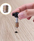 Hand inserting bolt from 48 Piece T Track Bolts And Knobs Kit For Woodworking Jigs And Fixtures One Quarter Inch By Twenty T Bolts And Star Knobs Easy DIY Hardware For Sliding Jigs And Precise Setups into wood