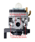 Front view of Beefed-Up GX25 GX35 Carburetor Kit for Honda FG100 FG110 HHT25S HHT35S with labeled dimensions.