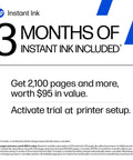 3 Months Instant Ink trial included instructions and value details for DeskJet 2827e Wireless All In One Color Printer With Scanner And Copier For Home Use AI Enabled 3 Month Instant Ink Trial Included Easy Setup Fast Color And Black Printing Great For Docs And Photos.