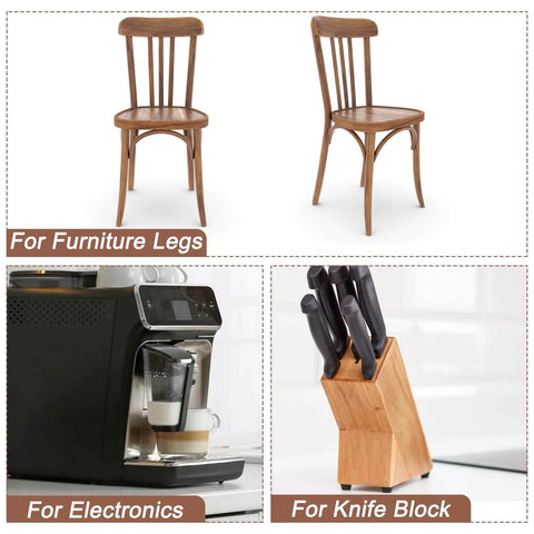 Eight Pack Rubber Bumper Feet with Stainless Steel Washers and M3x16 Screws, non-marking, on furniture, electronics, knife block