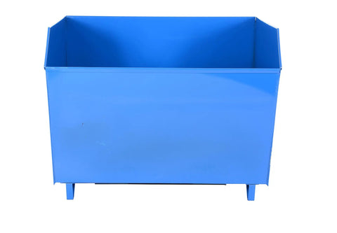 Heavy Duty Low Profile Self Dumping Hopper Rated At Six Thousand Pounds For Fast Forklift Transfer Features Full Ninety Degree Flip, blue color