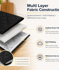 Multi layer fabric construction of Quilted Coffee Maker Cover With Handy Pockets For Oxo Brew 9 Cup Brewer in black.