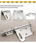Rock Solid Heavy Duty Sliding Bolt Gate Latch With Padlock Hole For Secure Shed Barn Fence Doors Left Or Right Swinging Steel Hardware Tough As Nails Security in stainless steel.