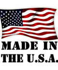 American flag with text 'Made in the USA' below it.