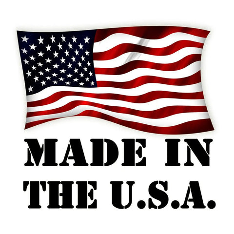 American flag with text 'Made in the USA' below it.