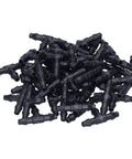 Pile of Drip Irrigation Tee Connectors Kit For 4/7 Inch Hose, 100 Pack Garden Fittings for lawn beds and greenhouses