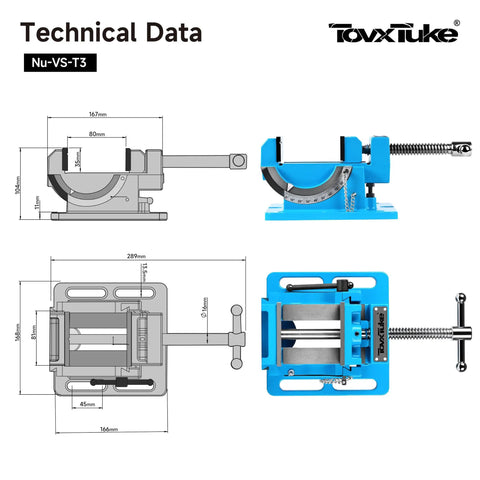 Technical drawing of Real Deal 3 Inch Tilting Bench Vise With Beefy Replacement Jaws And Heavy Duty Cast Iron Construction.